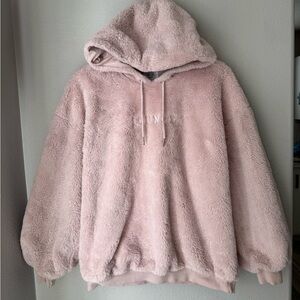 Lounge Apparel Pink Plush Soft Sweatshirt Hoodie Women’s Size Small Oversize